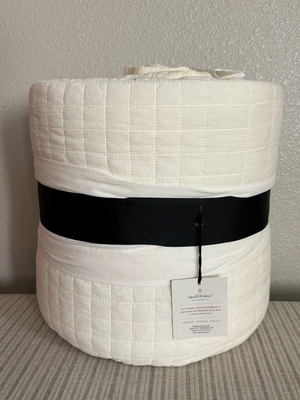NWT King Grid Stitch Quilt Sour Cream - Hearth & Hand with Magnolia